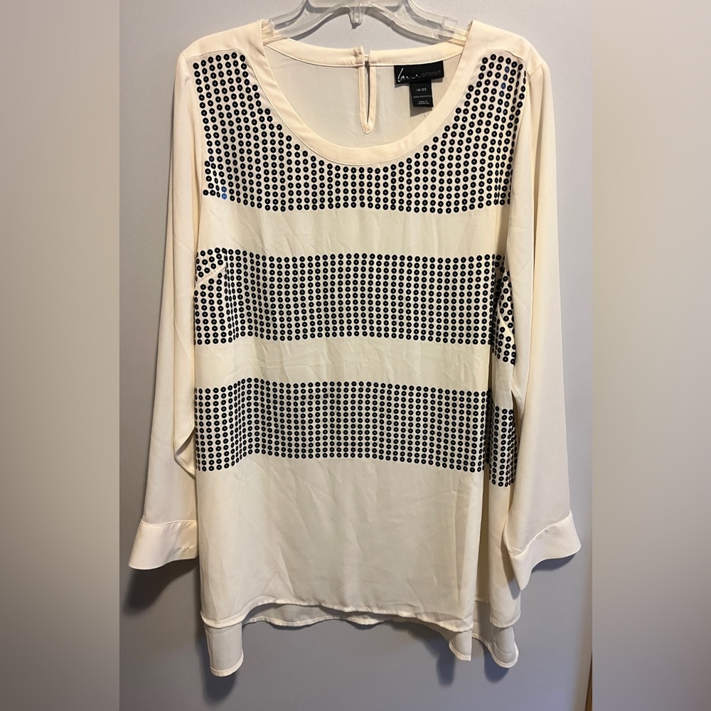 NWT-Lane Bryant- Cream Color With Black Sequence- Plus Size Top
